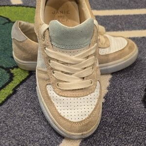 Janie and Jack Beige and White Sneakers